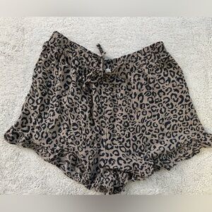 Cheetah Print Shorts with Ruffle | Size M